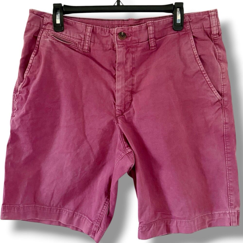 American Eagle Men's Red Shorts 34 Classic Next Level Flex Casual Chino Stretch